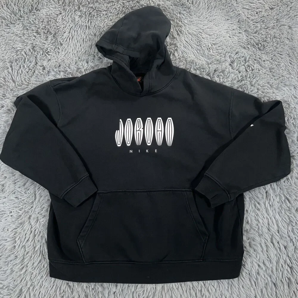 Jordan Adult Sweatshirt Mens XXL Black White Hoodie Center Graphic Pullover Mens
